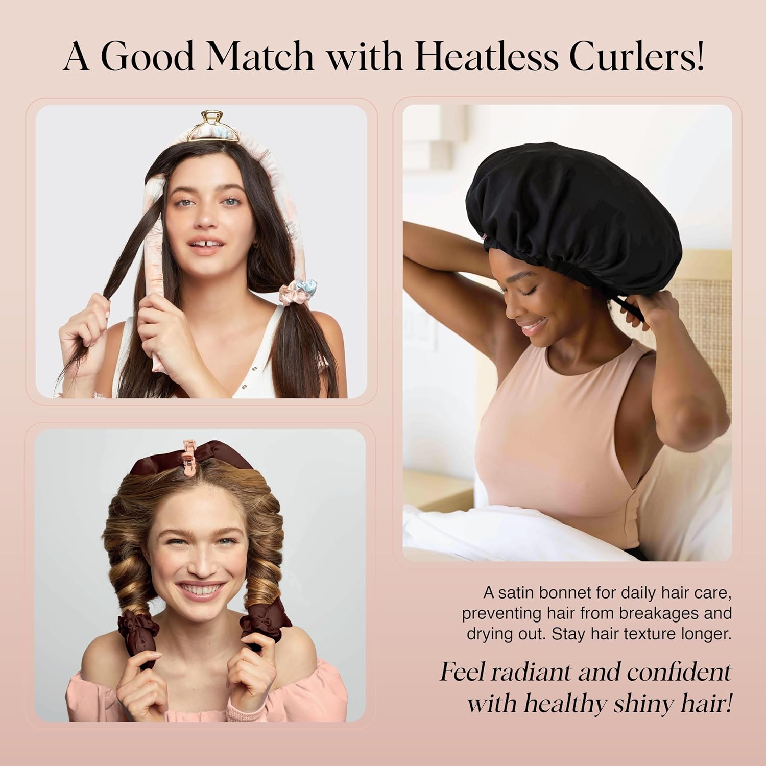 Kitsch XL Black Satin Sleeping Bonnet for Curly Hair - Adjustable Night Cap - Image 4