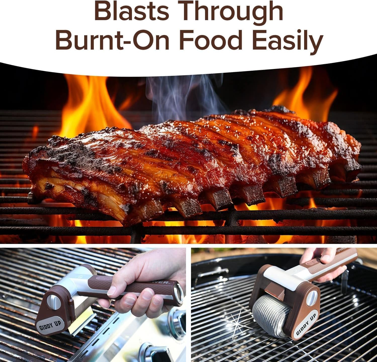 HorsePower Giddy Up Grill Cleaner AS-SEEN-ON-TV! – Cordless, Rechargeable BBQ Tool with 350 RPM Stainless Roller, LED Light – Patents Pending – From BulbHead, a Family-Owned American Brand - Image 6