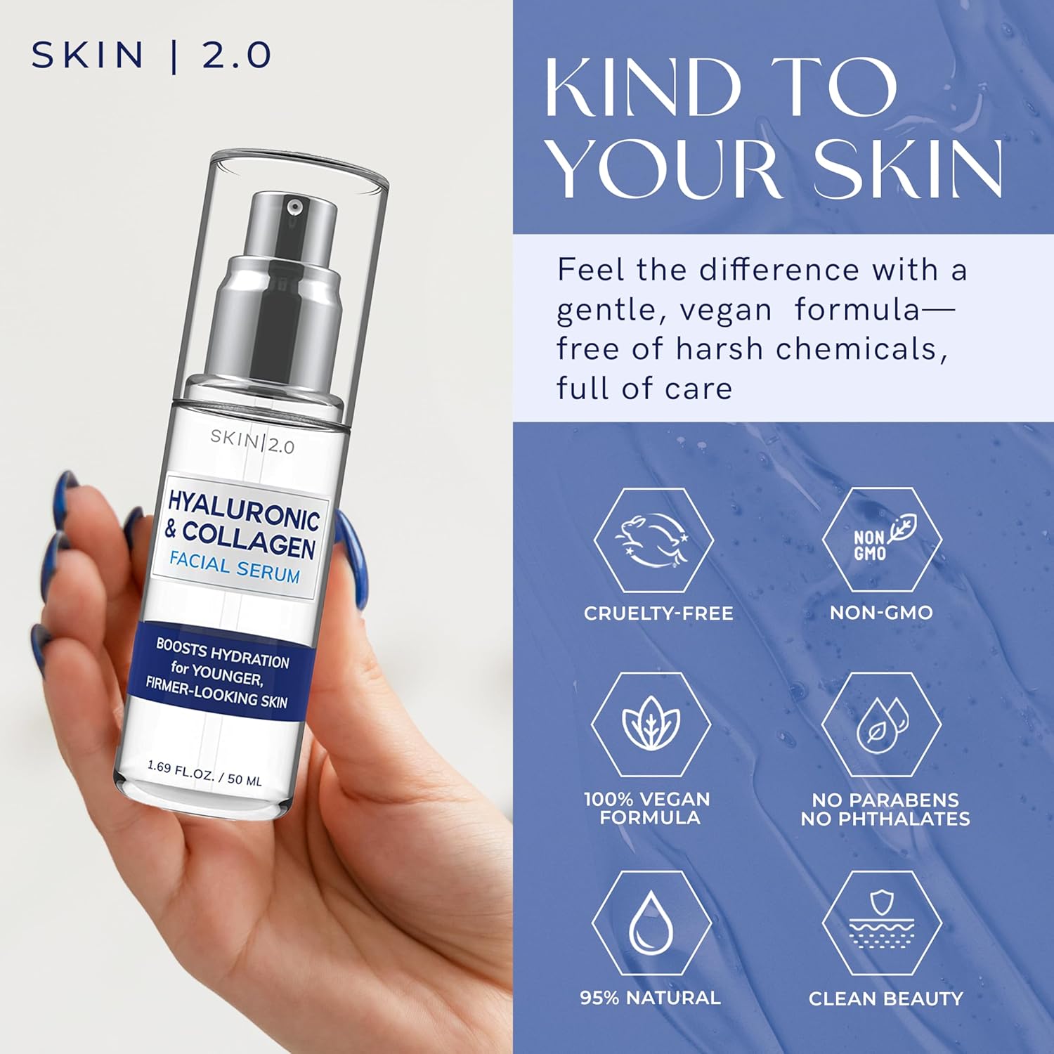 Hyaluronic Acid & Collagen Face Serum - Dermatologist Tested, Skin Tightening, Hydrating - Anti-Aging, Clean Beauty, Cruelty-Free Korean Skincare for All Skin Types - 1.69 Fl oz - Image 3