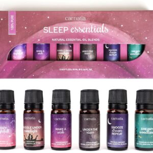 Carnatia Sleep Essentials Essential Oil Set – 100% Pure & Natural Aroma Blends for Deep Sleep, Stress Relief & Relaxation | Calming Oils for Diffusers, Pillows & Bedtime Routines