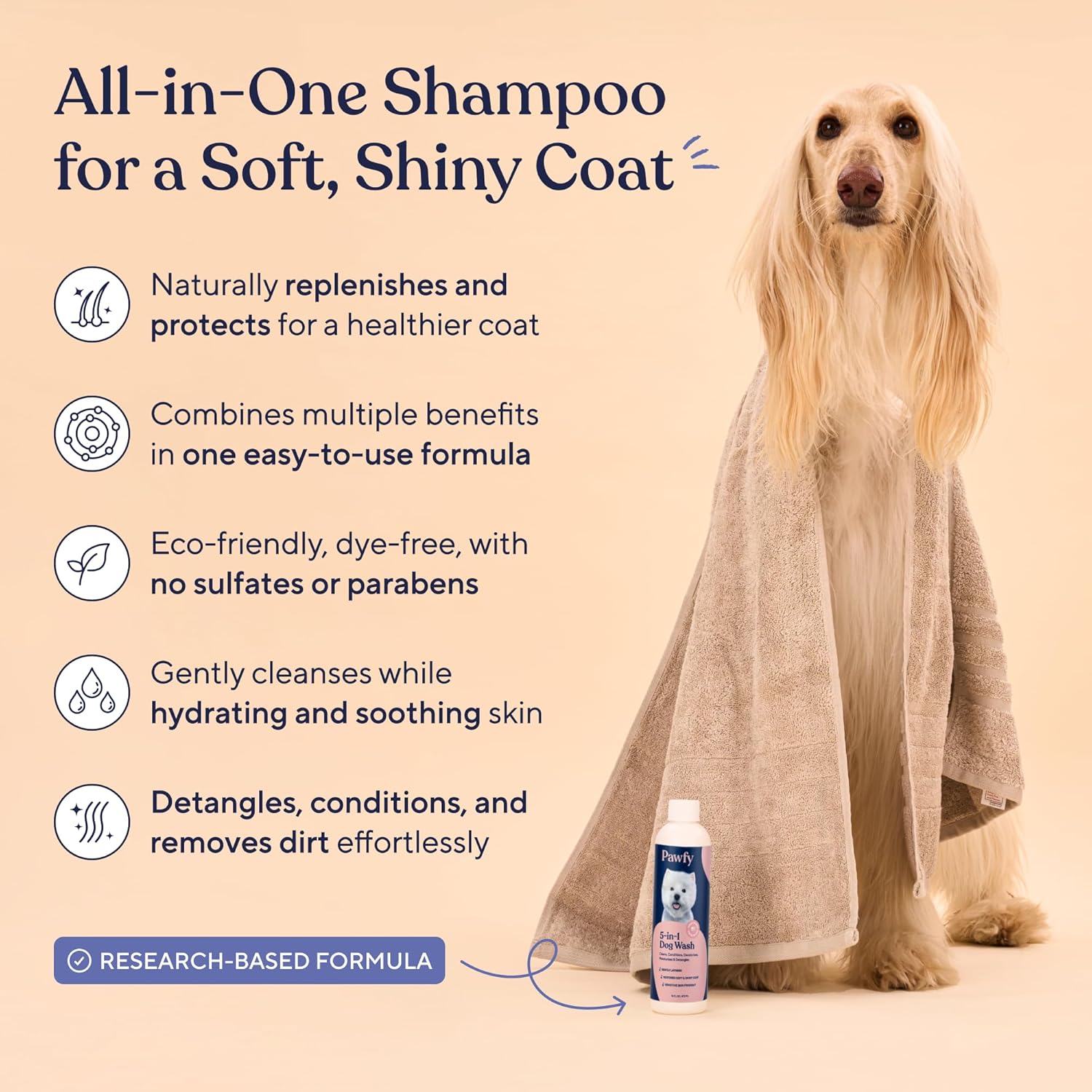 Pawfy Dog Shampoo and Conditioner for Itchy Skin Relief | Puppy Shampoo for Sensitive Skin | Natural 5 in 1 Pet Shampoo with Coconut, Oatmeal & Aloe Vera| Ideal Dog Wash for Smelly Dogs - Image 2