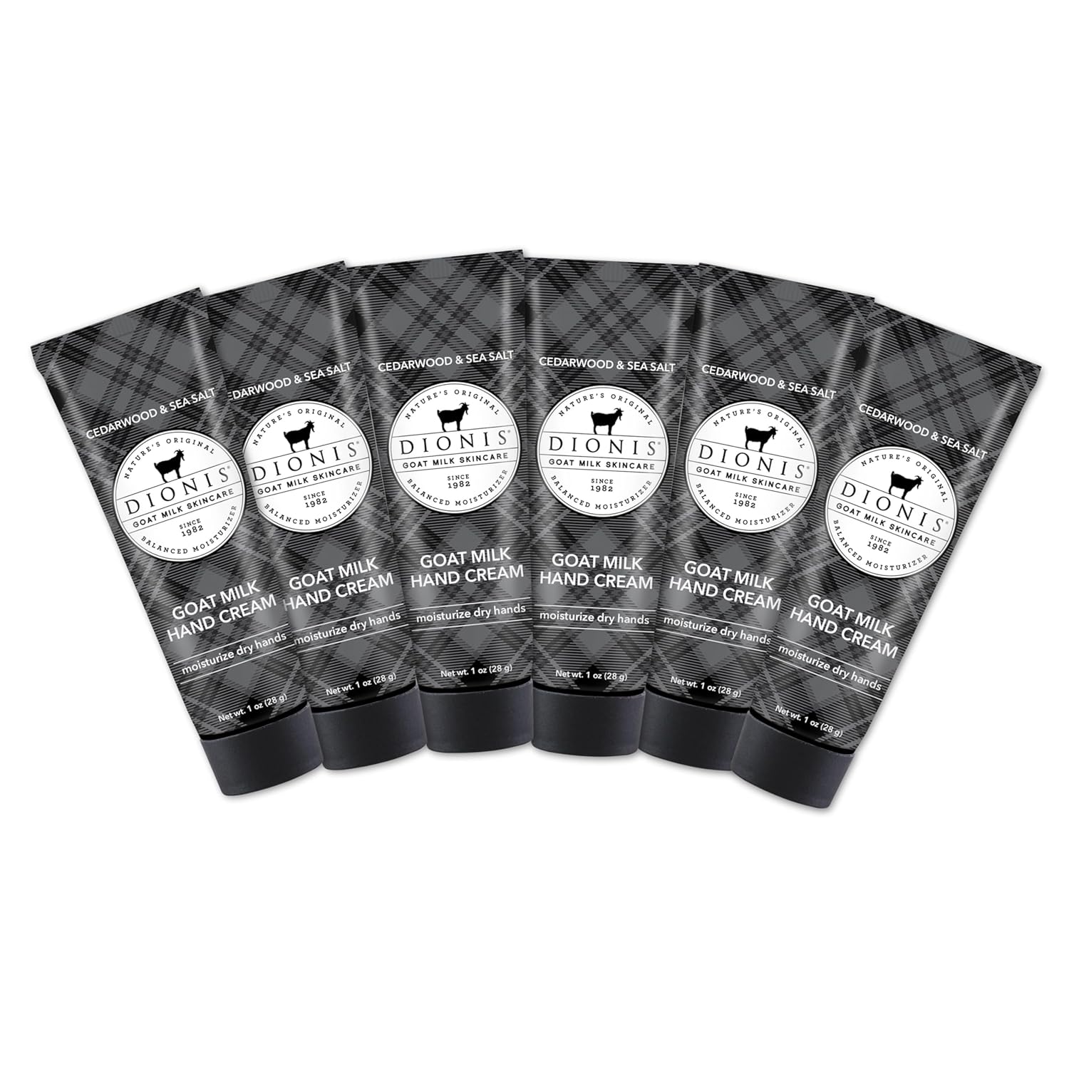 Dionis - Goat Milk Skincare Scented Hand Cream, Travel Size Self Care Moisturizing Lotion For Women, Vitamins & Minerals Hydrate Dry Skin - Cruelty Free, Cedarwood & Sea Salt, 1oz Set of 6