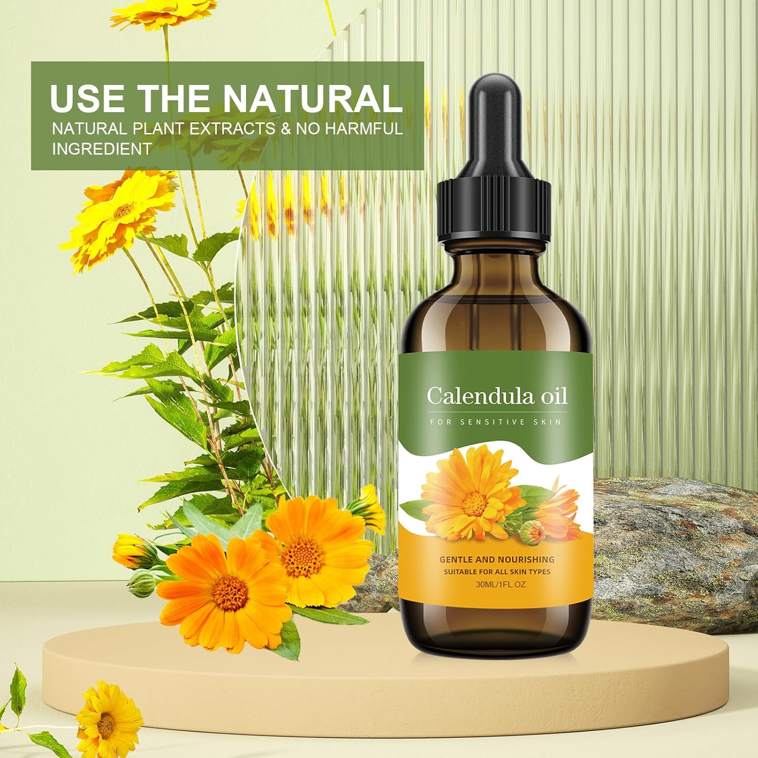 Calendula Oil for Skin - 100% Natural Calendula Oil for Anti-Aging, Moisturizing, Wrinkle Reduction, & Skin Firming | Perfect Natural Skin Moisturizer (1 Fl Oz) - Image 4
