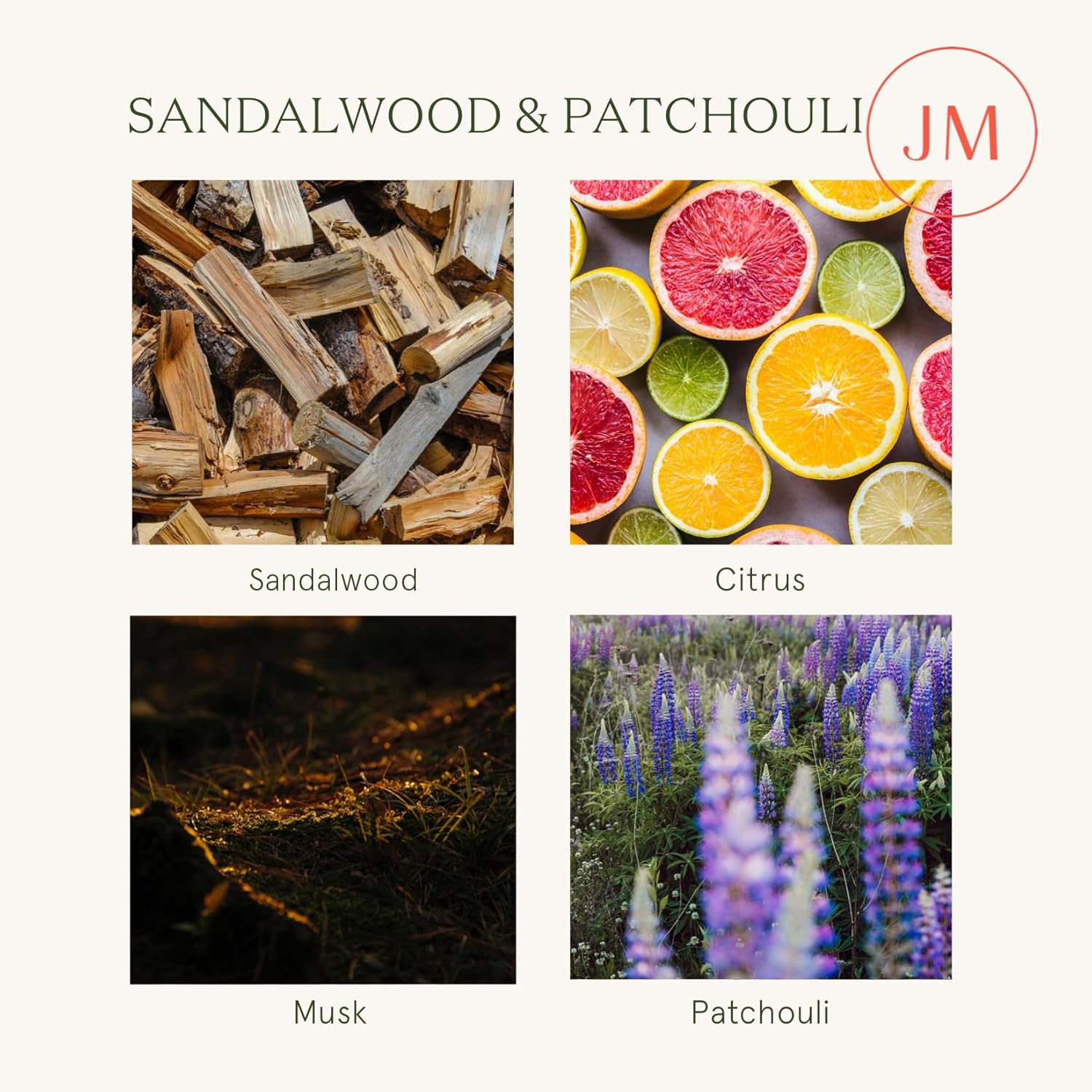 LA JOLIE MUSE Sandalwood Patchouli Luxury Scented Candle 12.3oz Glass Jar 80 Hour Burn - Image 2