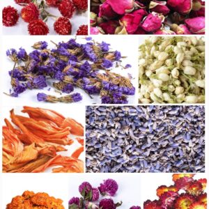 Dried Flowers- Edible Herbs Bulk of Lavender Buds, Rosebud, Jasmine, Chamomile, for Bath Bomb, Candle, Soap Making Kit