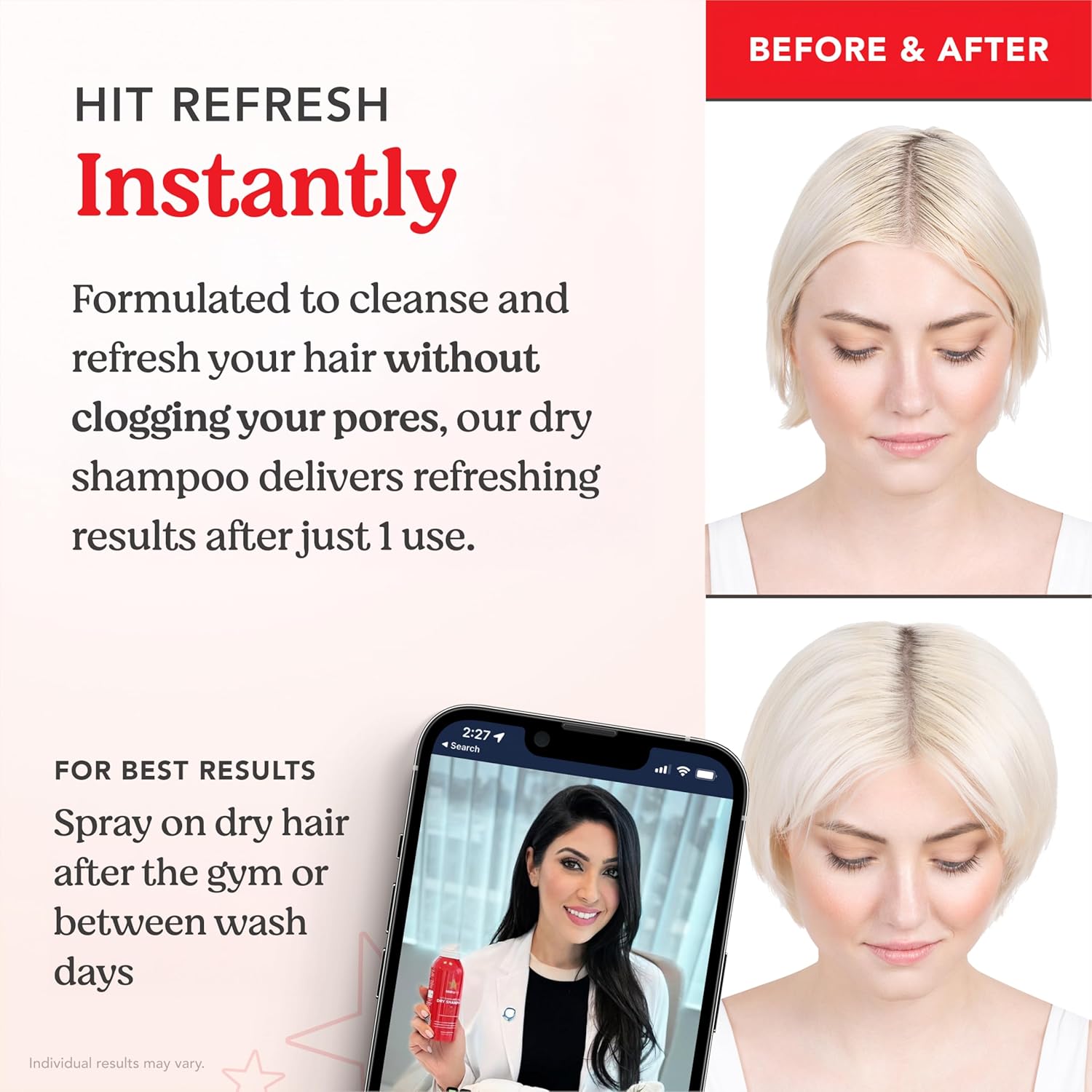 HAIRtamin Vitamin Infused Dry Shampoo for Women | Hair Texture Spray that Cleanses & Refreshes | Hair Complex for Healthy Thicker-Looking Hair | Procapil 3% & Vitamins for Scalp Health | Talc Free - Image 5