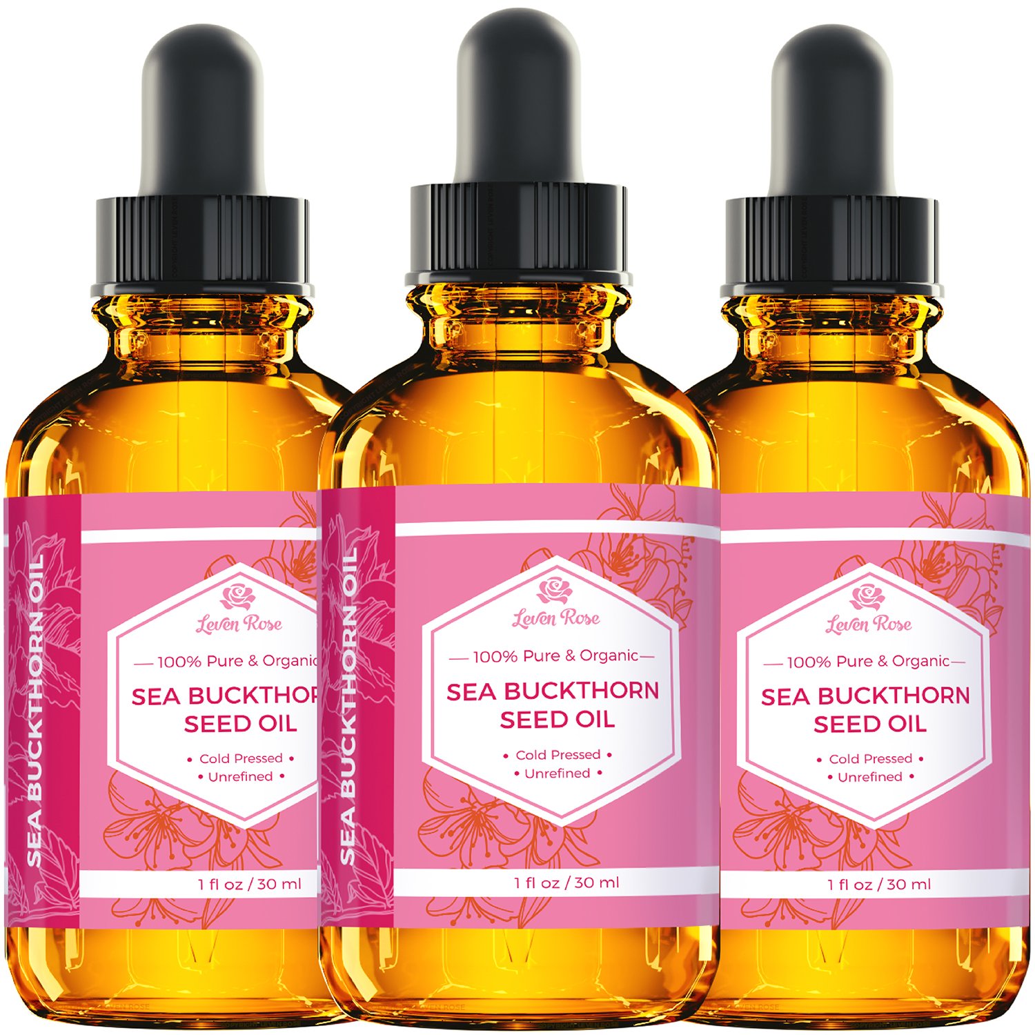 Leven Rose Sea Buckthorn Seed Oil, 100% Pure Unrefined Cold Pressed Anti Aging Acne Treatment for Hair Skin and Nails (1 oz) - Image 6