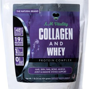 Collagen and Whey Protein Powder Complex Health Supplement - Vanilla Flavor - 16oz (21 Servings)