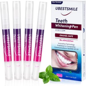 Teeth Whitening Pen (4 Pcs) Whiten Teeth 40+ Uses Remove Stains Effective Painless Insensitive Fresh Fragrance Travel-Friendly Dating-Friendly Mint Flavor