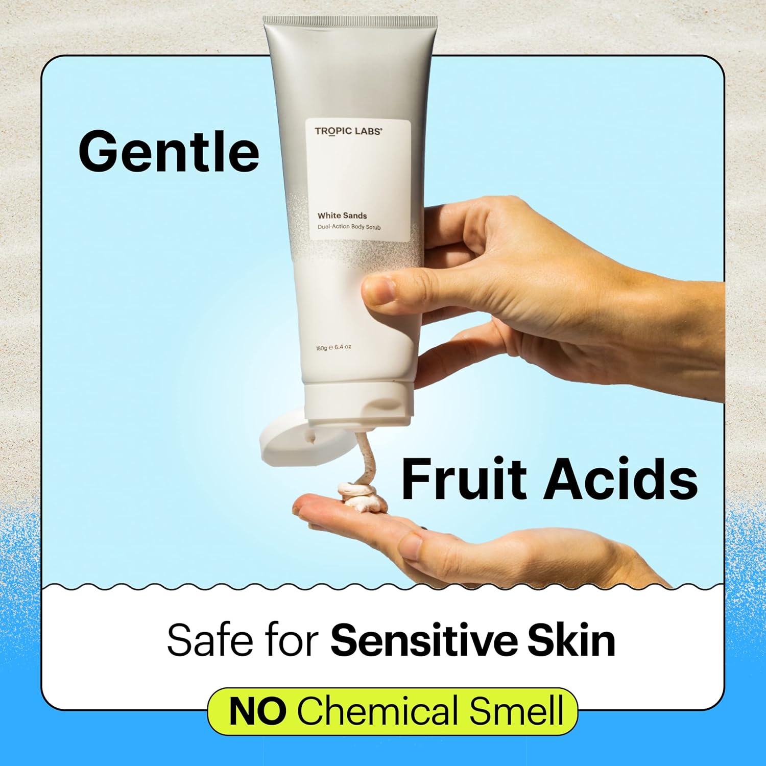 TROPIC LABS White Sands Dual-Action Body Scrub - Sensitive Skin Exfoliating Treatment for Keratosis Pilaris, Strawberry Legs, Bikini Bump Eraser, Body Care For Women 6.4oz. - Image 2