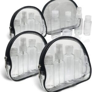 4 Pack Travel Bottles Set with Zipper Bag Containers for Toiletries Shampoo Conditioner Lotion Body Wash Liquid Leak-Proof Carry-on for Airplane