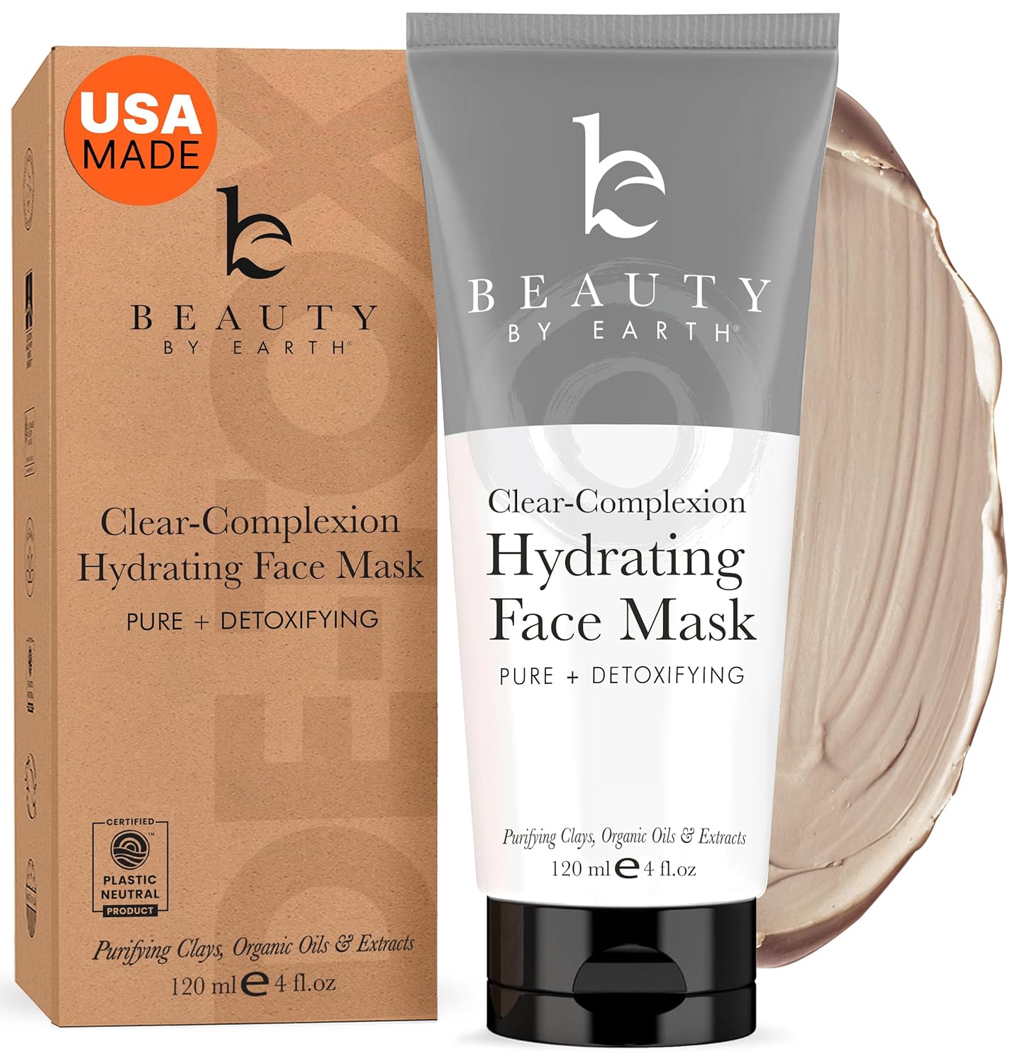 Beauty by Earth Clay Mask for Face - USA Made with Organic & Natural Ingredients, Non-Drying Pore Cleansing Mud Mask, Skin Care Facial Mud for Women & Men, Minimizes Pores and Excess Oil