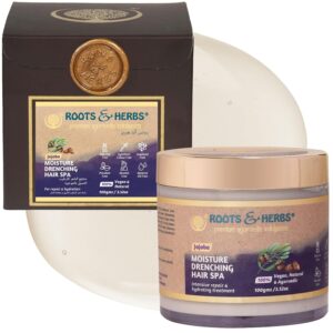 Jojoba Hair Conditioning Treatment - Jojoba Hair Mask for Dry Hair, Straight, Wavy, Curly, Braided Hair, & Beard - Hydrating Hair Moisturizer with Ayurvedic Herbs - Roots & Herbs, 3.52oz