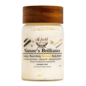 Organic Body Butter with Beeswax |100% Natural & Non Toxic | Organic Lotion with Whipped Shea Butter, Natural Body Butter, Organic Lotion For Women, 8.7oz (Mango Vanilla)