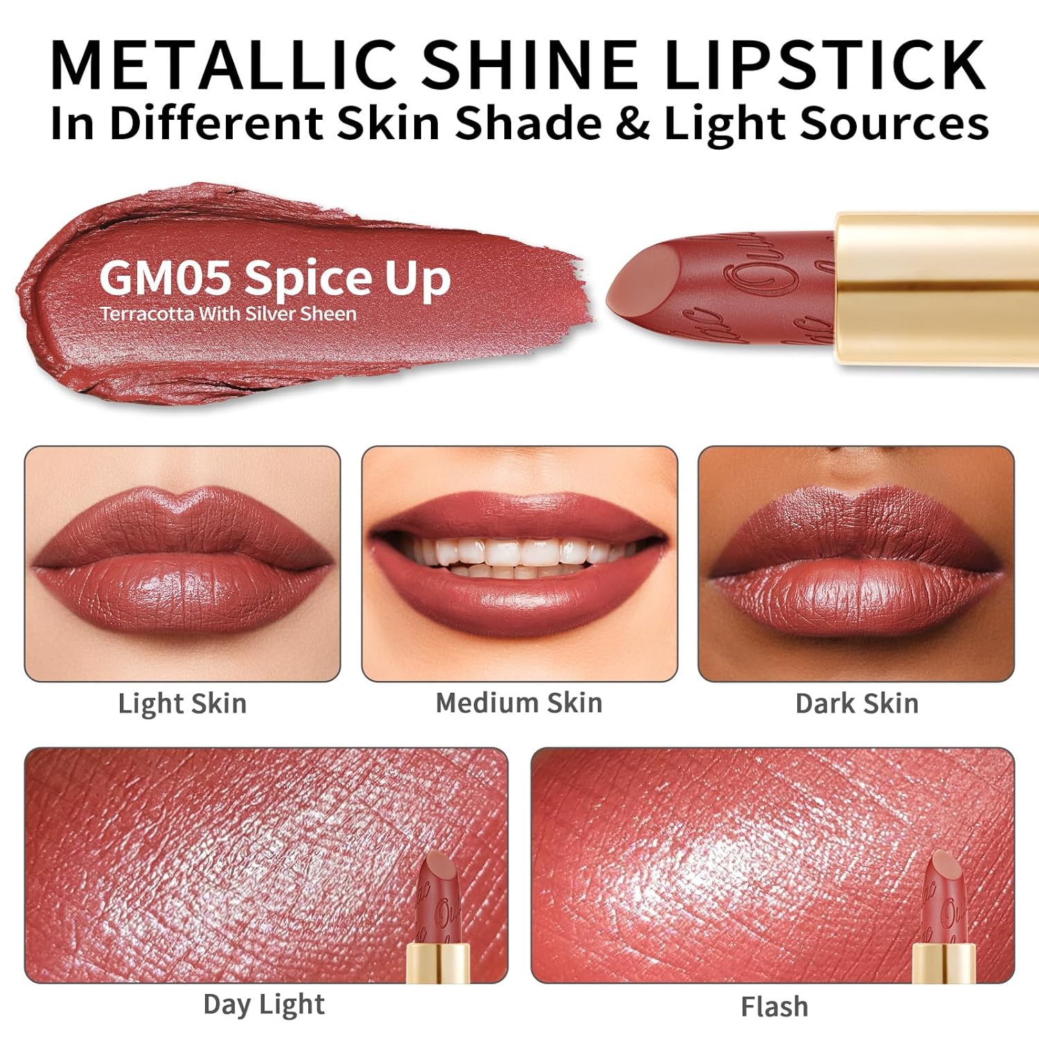 Oulac Vegan Matte Terracotta Lipstick GM05 Spice Up 0.12 oz Creamy Hydrating - Image 4