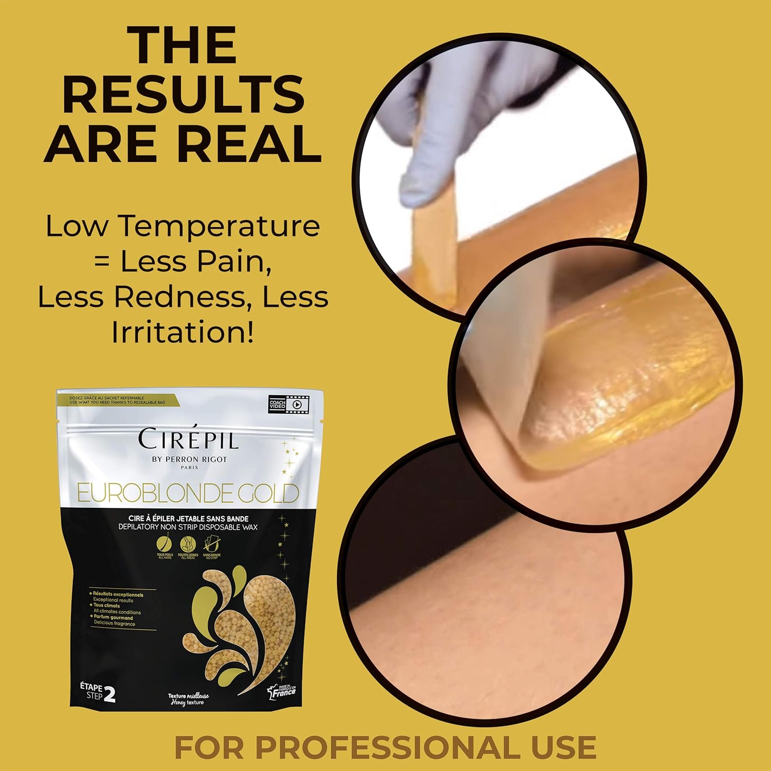 Cirepil - Euroblonde Gold - 800g / 28.22 oz Wax Beads Bag - Light Monoi Scent - Ultra Fluid Gel Texture - All-Purpose & Easy Removal - Image 5