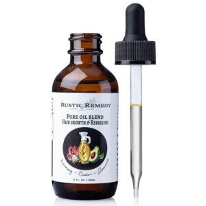 100% Organic, Cold-Pressed Rosemary, Castor and Avocado Oil | Growth & Frizz Repair Treatment (2 oz) | 100% Natural, Pure Oil for Dry Damaged Hair for Women and Men