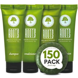Airbnb Shampoo Conditioner Body Wash Lotion & Soap (150 PK , 1 oz each), Guest Bathroom Essentials Travel Size Toiletries Bulk Mini Sets Hygiene Kits Bar Soaps Air Bnb Toiletry