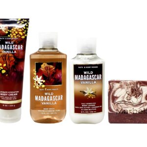 Bath & Body Works Wild Madagascar Vanilla 3 Piece Gift Set with a Cherry On Top Bar Soap - Body Cream - Body Wash and Body Lotion - Full Size