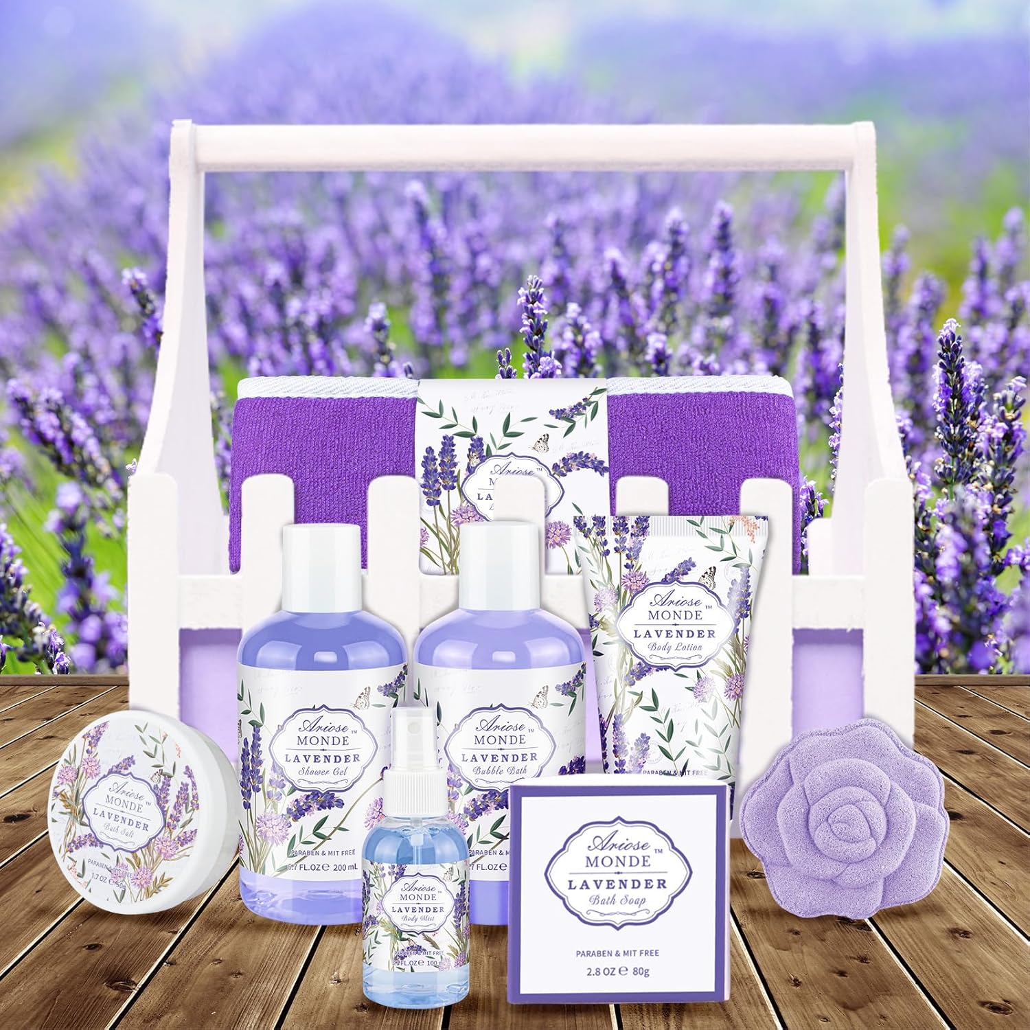Luxury Lavender & Jasmine Spa Gift Set for Women - 7 Piece Body Care Collection - Image 7