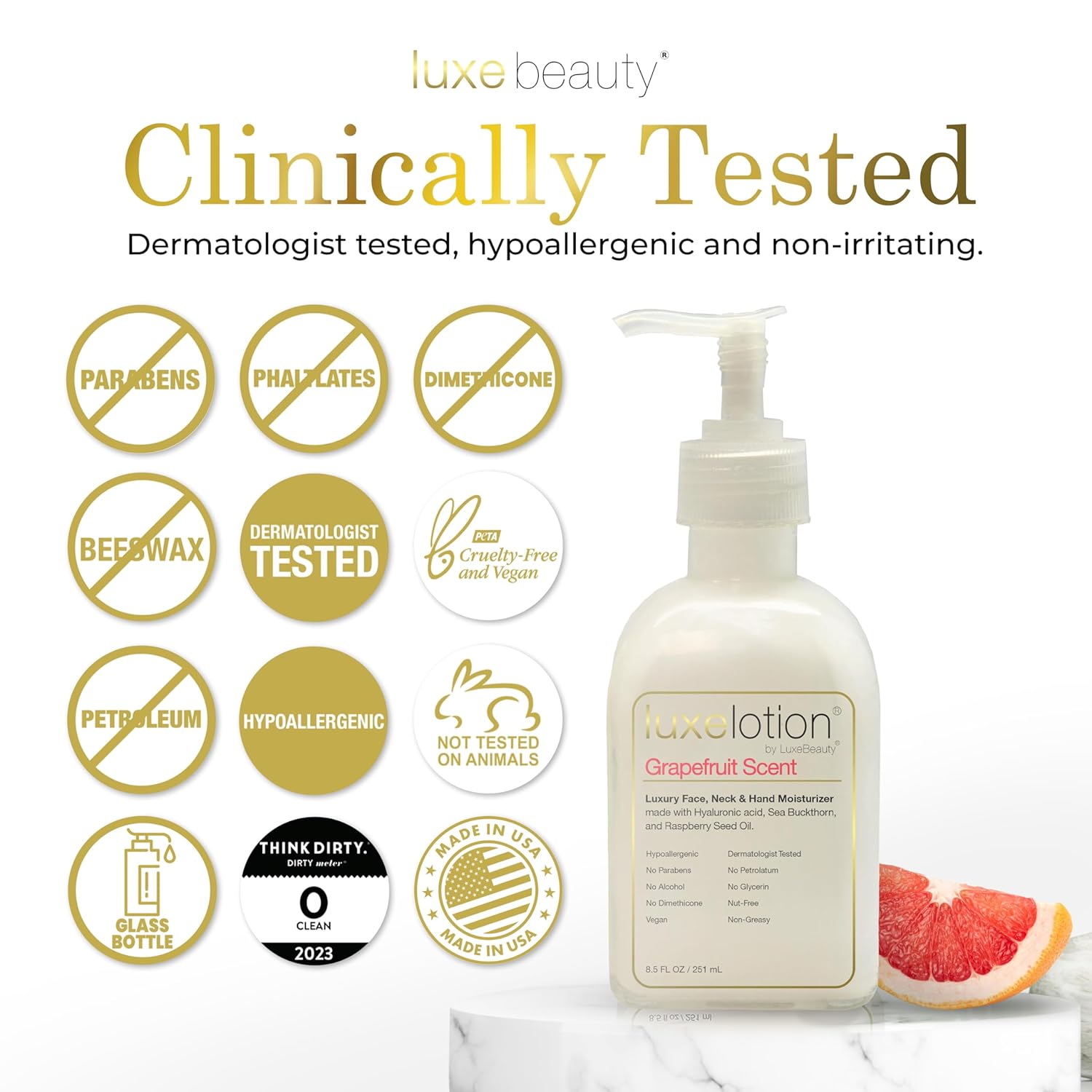 Non Greasy Hyaluronic Acid Moisturizer for Face, Neck & Hands – Grapefruit-Scented Hyaluronic Acid Body Lotion - Anti Aging, Silicone Free, No Fillers - Organic & Plant Based Non Toxic Lotion - Image 9