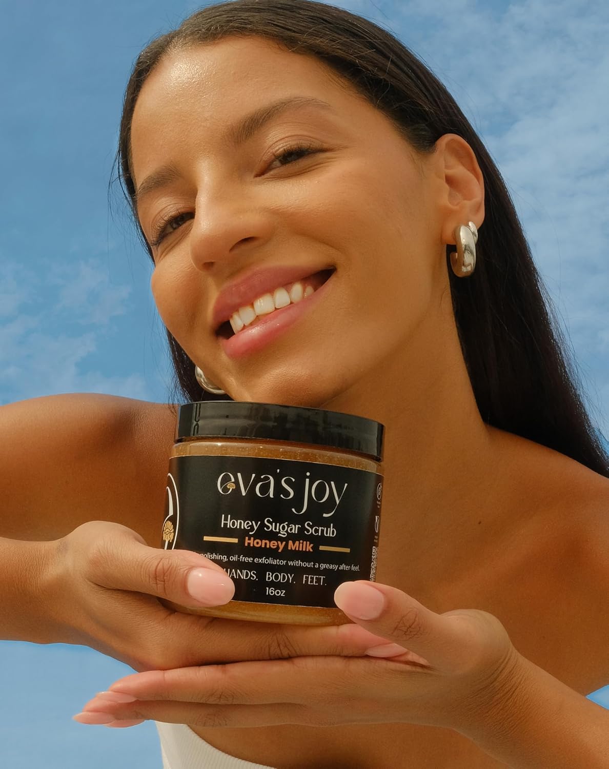 Evaโs Joy Honey Milk Sugar Scrub, Hydrating & Exfoliating, Moisturizing & Skin-Smoothing, Reduces Rough Patches, Gentle Body Scrub, 16 oz - Image 5
