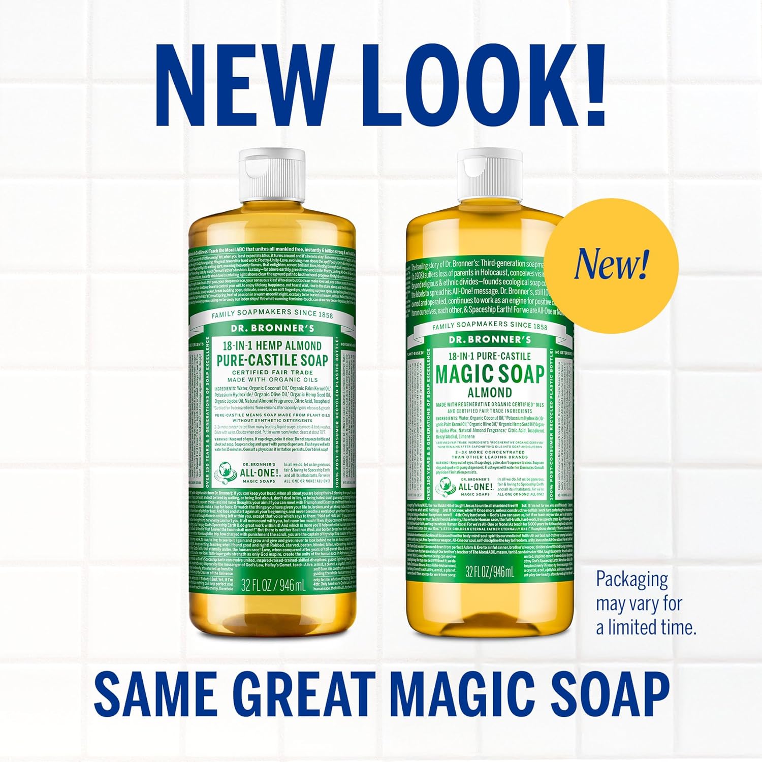 Dr. Bronner's Pure-Castile Almond Liquid Soap 32 Ounce Twin Pack Vegan - Image 2