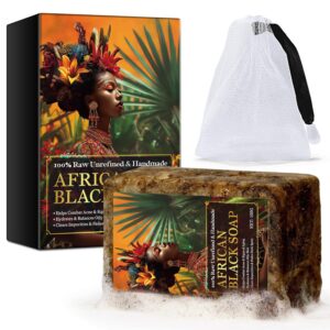 African Black Soap, Raw African Black Soap, 100% Pure Natural Bar Soap for Acne, & Oily Skin, Great for Pimples, Face & Body Wash, 100% Handmade & Cruelty-Free, 100g