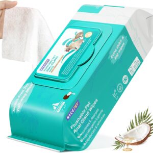 HICC PET Wipes for Dogs & Cats, Cleansing Deodorizing & Soothing Allergy Infections Anal Gland Pets Wipes with Coconut Oil - Dog Grooming Wipes for Butt and Paw - Hypoallergenic & Vet Recommended