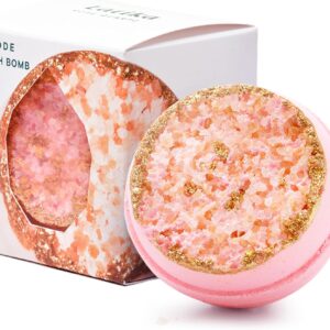 Bath Bomb Rose Quartz Geode Crystal - Sandalwood and Rose Essential Oils for Ultimate Relaxation and Skin Nourishment
