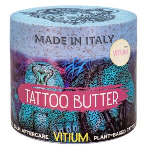 VITIUM Tattoo Butter – Tattoo Aftercare Balm with Organic Plant-Based Ingredients – Deep Moisturizing & Brightening for Vibrant Tattoos – Vegan, Natural, Soothing – Made in Italy - 5oz