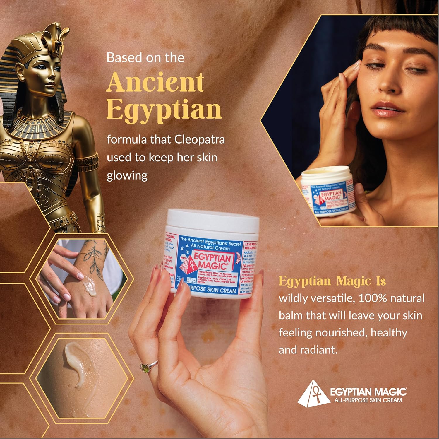 Egyptian Magic - All Purpose Face, Body, and Dry Skin Moisturizing Cream, Skin Protectant for Women & Men, Eczema Care Healing Balm, Scar Treatment, Stretch Marks, and Tattoo Aftercare, 2oz Jar - Image 2