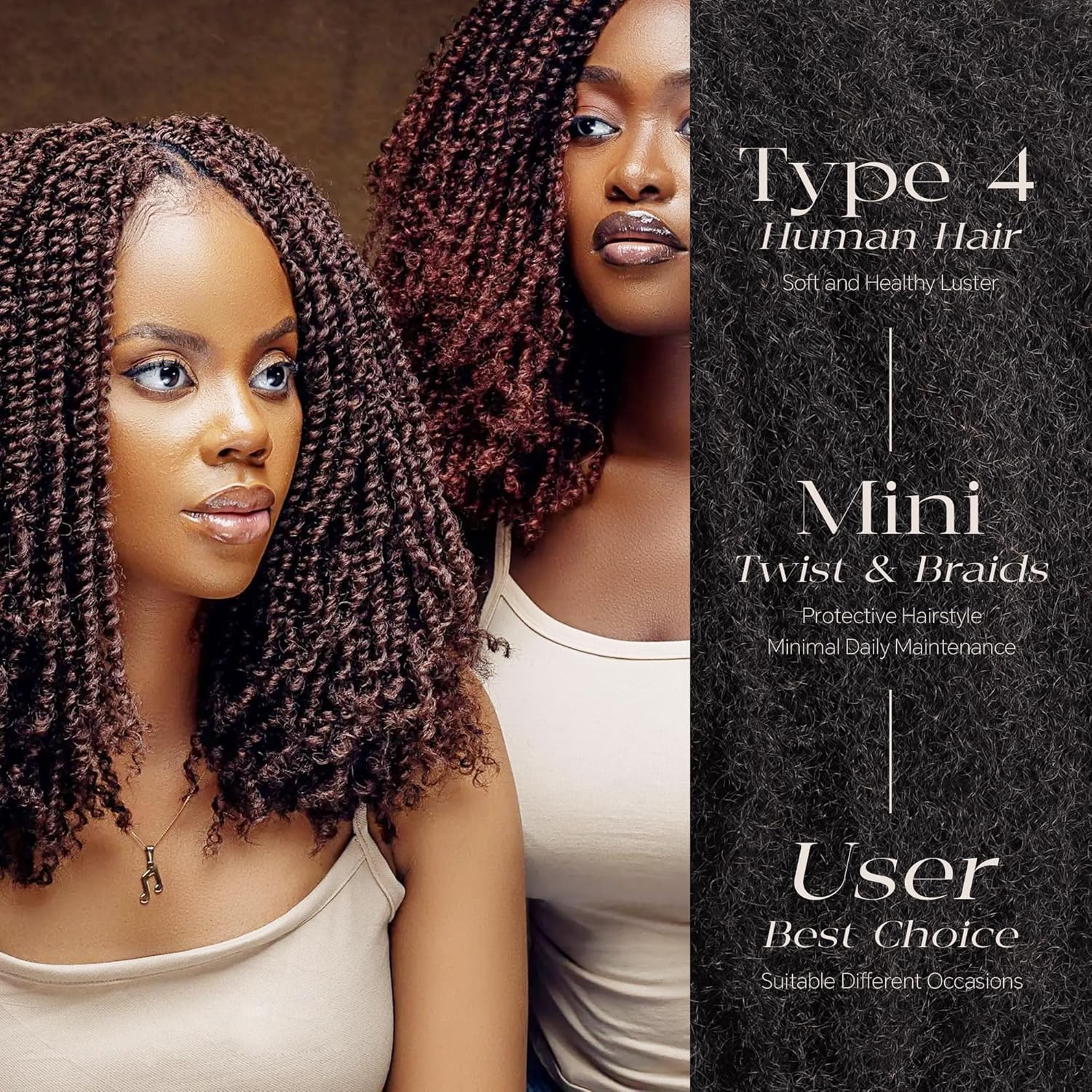 BLL 18 Inch 50g Black 1B Afro Kinky Bulk Human Hair for Mini Twists and Dreadlock Extensions - Image 6