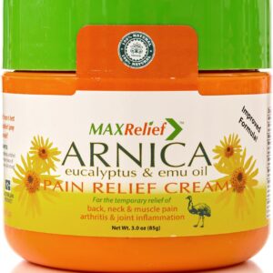 MaxRelief Arnica Montana Pain Cream - Advanced Formula for Deep Relief - Soothe Knee, Joint & Muscle Pain - Reduce Swelling, Joint Inflammation Fibromyalgia & Plantar Fasciitis Relief - Emu Oil 3.5 oz