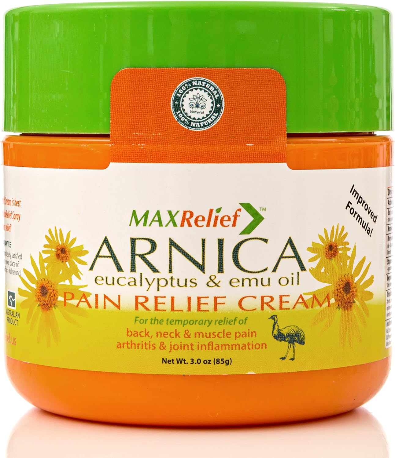 MaxRelief Arnica Montana Pain Cream - Advanced Formula for Deep Relief - Soothe Knee, Joint & Muscle Pain - Reduce Swelling, Joint Inflammation Fibromyalgia & Plantar Fasciitis Relief - Emu Oil 3.5 oz