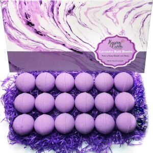 Lavender Bath Bombs Gift Set for Men and Women. 18 Lavender Bath Bombs Bulk with Essential Oils. Relaxing Bath Bombs Individually Wrapped with Organic Ingredients. Natural Bath Balls for Women & Men!