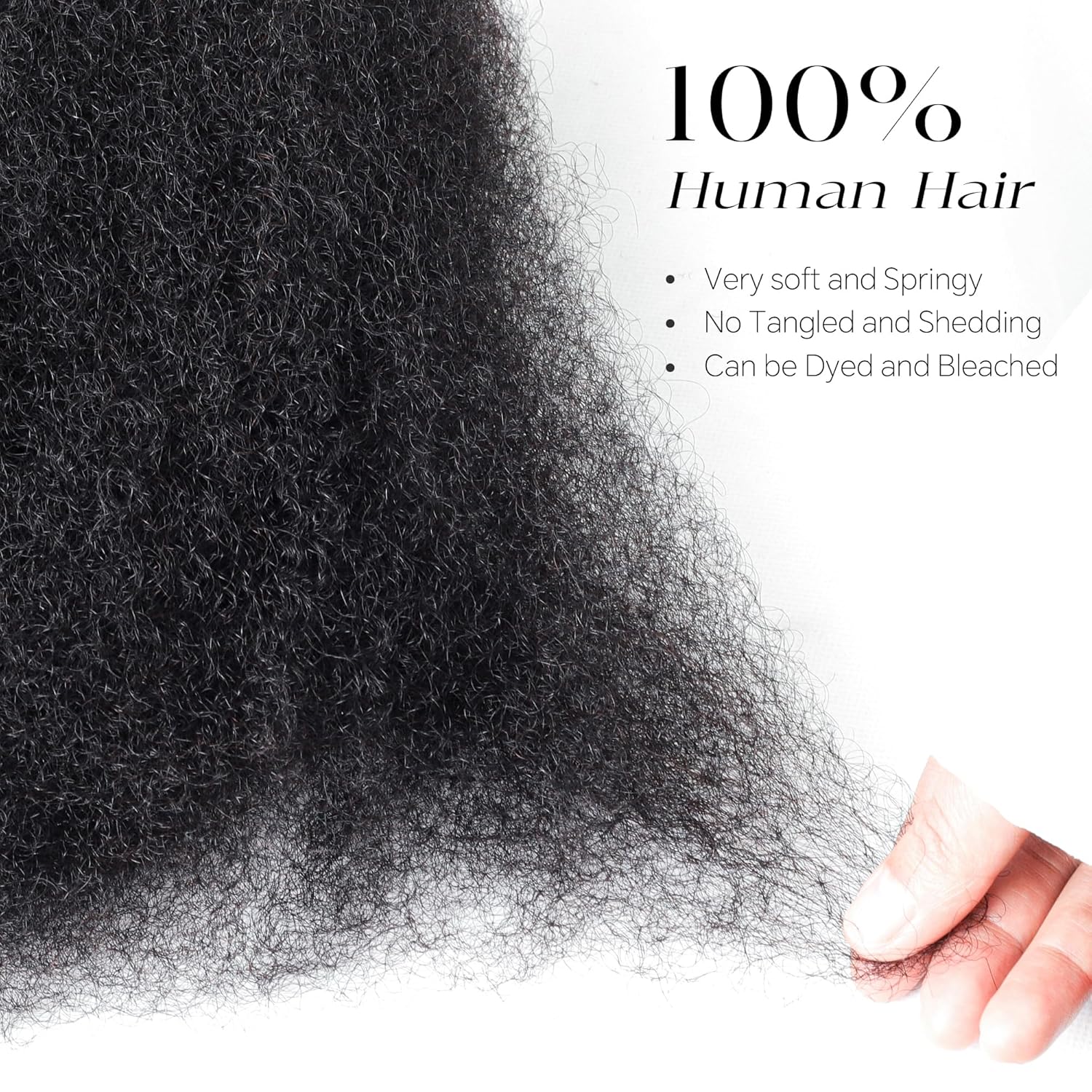 BLL 18 Inch 50g Black 1B Afro Kinky Bulk Human Hair for Mini Twists and Dreadlock Extensions - Image 4