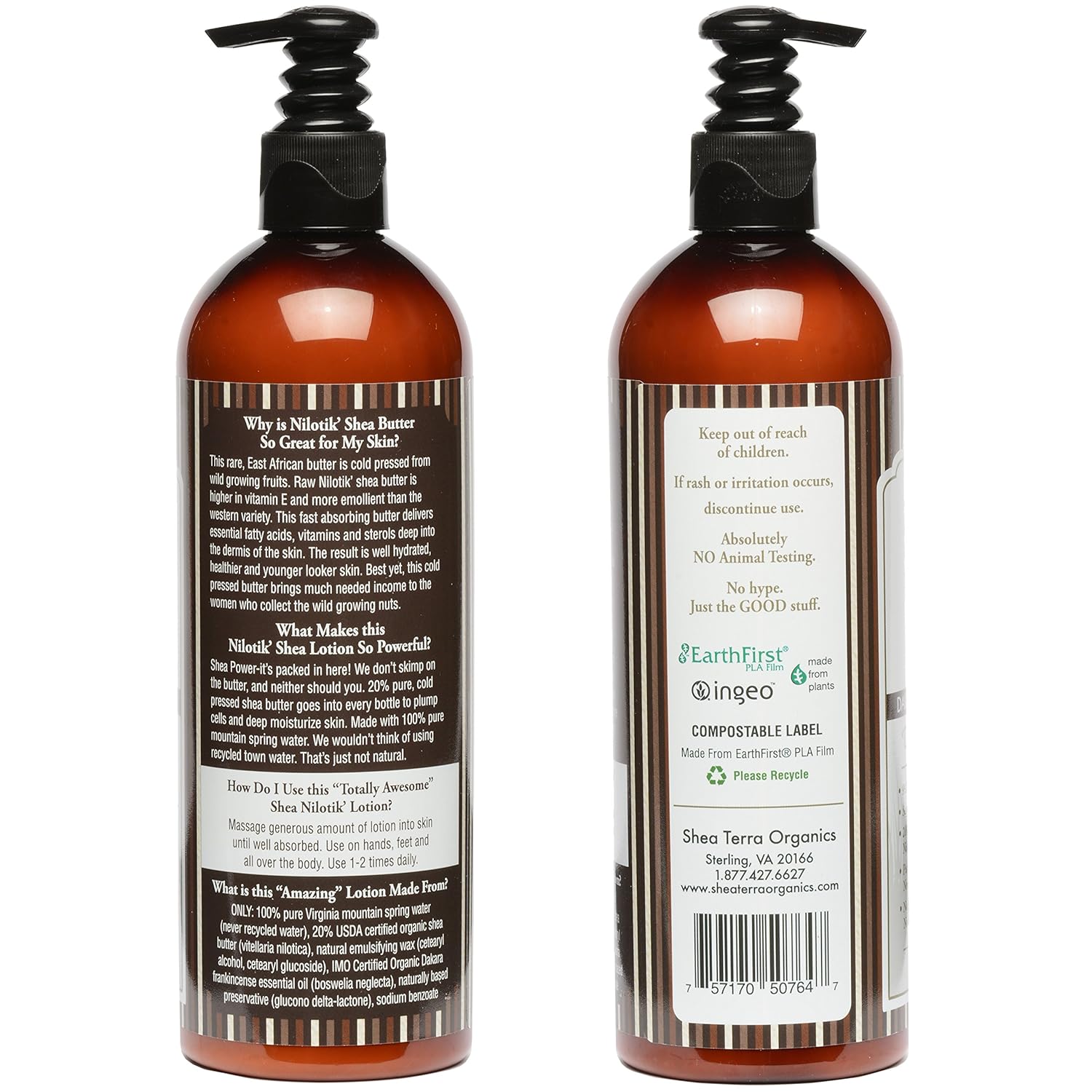 Shea Terra Organics Nilotik' Shea Butter Lotion 16 oz Daily Moisturizer Frankincense Dry Skin - Image 2