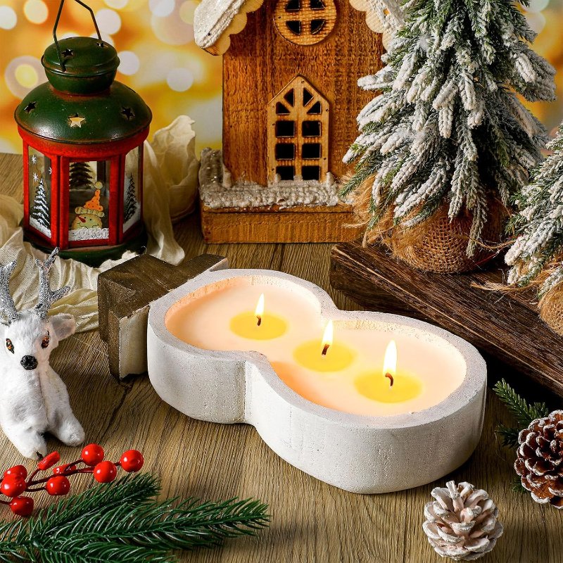 Hand-Carved Wooden Snowman Dough Bowl Candle with Farmhouse Style for Gifts - Image 2