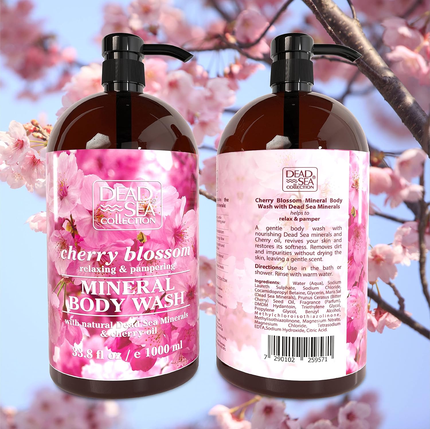 Dead Sea Collection Cherry Body Wash for Women and Men - with Pure Dead Sea Minerals and Cherry Seeds Oil - Cleanses and Moisturizes Skin - Pack of 2 (67.6 fl. oz) - Image 5