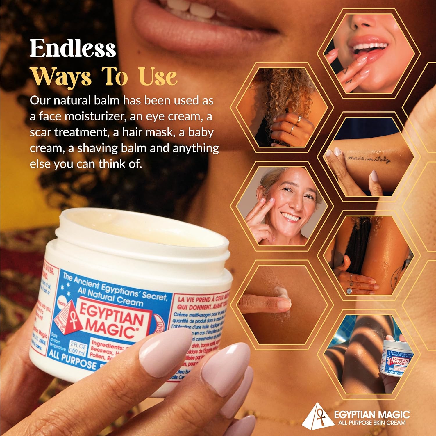 Egyptian Magic - All Purpose Face, Body, and Dry Skin Moisturizing Cream, Skin Protectant for Women & Men, Eczema Care Healing Balm, Scar Treatment, Stretch Marks, and Tattoo Aftercare, 2oz Jar - Image 5