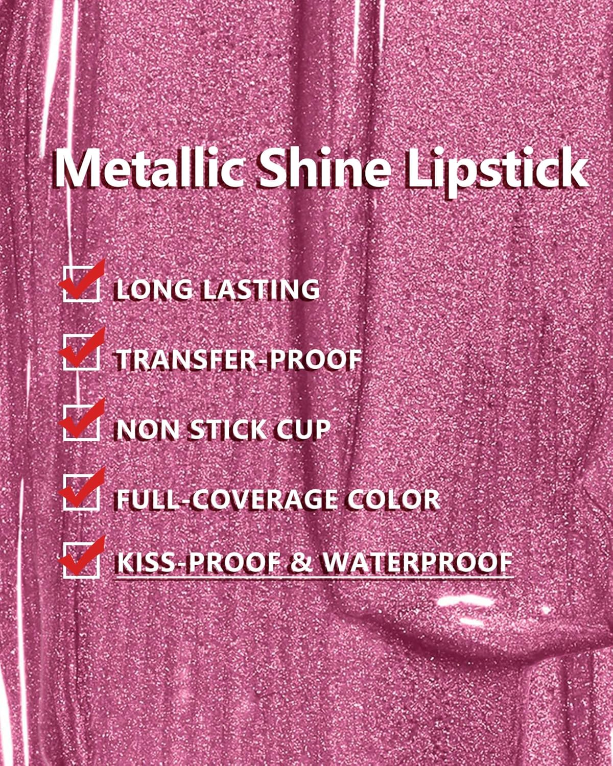 MAKI YIKA Metallic Pink Glitter Liquid Lip Gloss for Women Long Lasting 6ml Capacity - Image 5