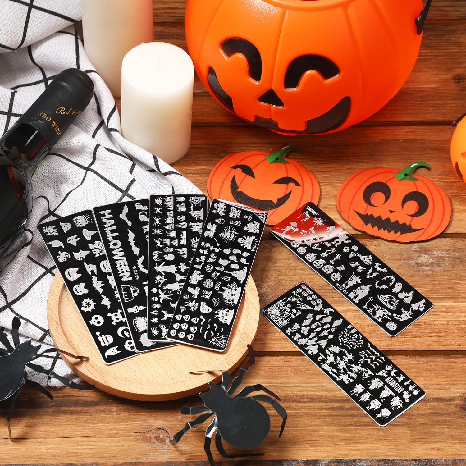 10Pcs Halloween Nail Stamp Plate Kit, 6Pcs Nail Art Image Templates 2 Stamper 2 Scraper Pumpkin Bat Witch Spider Owl for DIY Holiday Nail Art Stamping Stencils Design(Halloween Style) - Image 3
