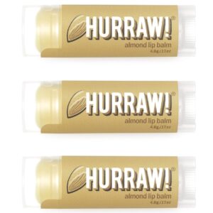 Hurraw! Almond Lip Balm, 3 Pack: Organic, Certified Vegan, Cruelty and Gluten Free. Non-GMO, 100% Natural Ingredients. Bee, Shea, Soy and Palm Free. Made in USA