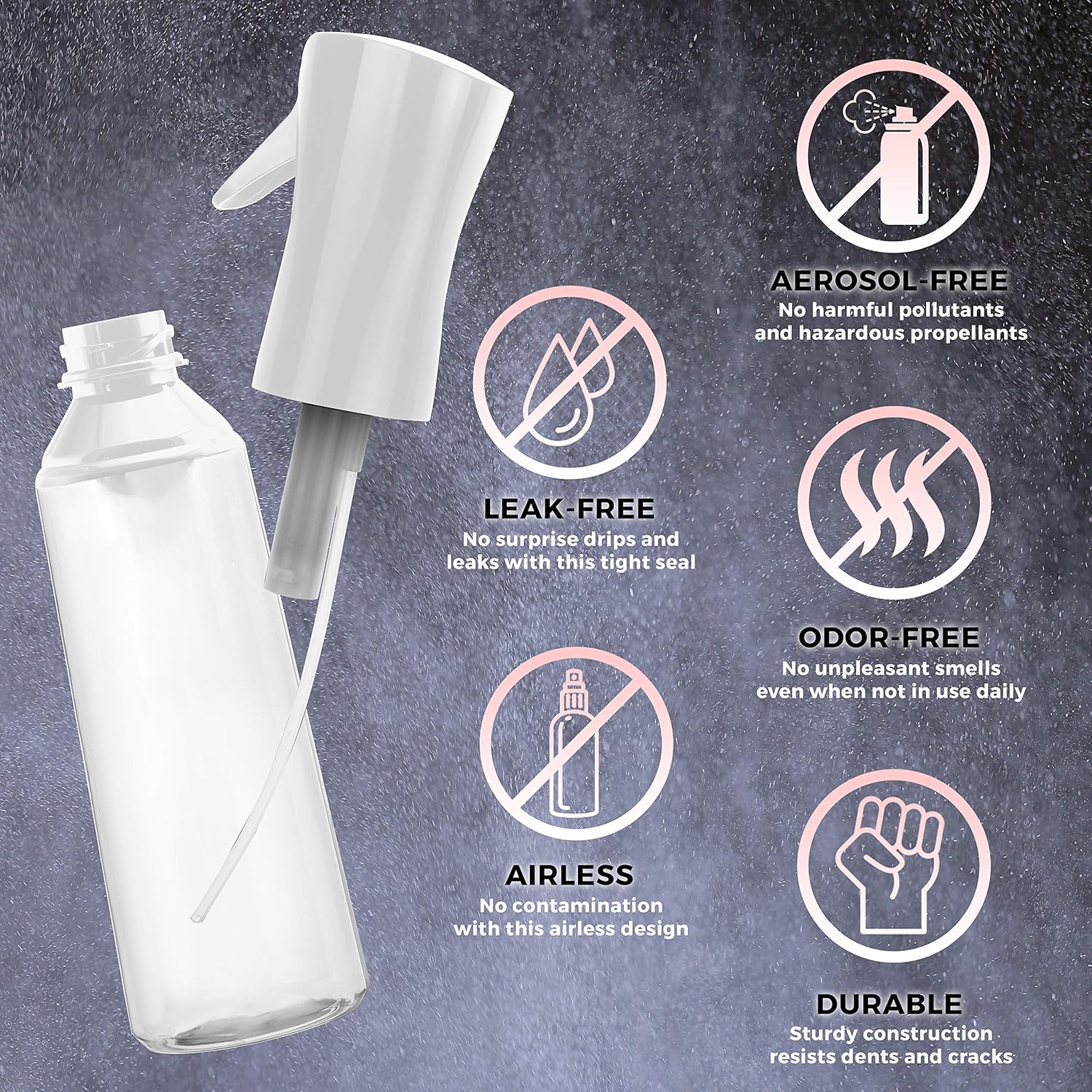 Hair Spray Bottle Continuous Water Mister Spray Bottle Empty Ultra Fine for Hair Styling, Pets, Plants, Cleaning, Misting & Skin Care, Salons, for Taming Hair in Morning, Curly Hair, Essential Oil Scents & More - Image 2