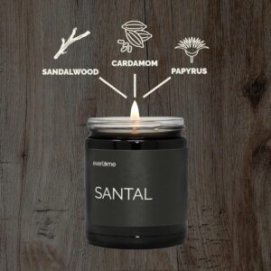 Premium Soy Wax Candle | Highly Scented Black Glass Jar Candles | Long Lasting, Clean Burn | 8 oz | Gifts for Man and Woman | Made in USA (Santal)