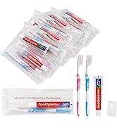 Disposable Toothbrushes with Toothpaste Individually Wrapped, Travel Kit whit Plastic Zip Bag,Too...