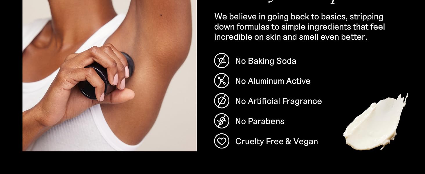 Warm, woodsy women’s deodorant, aluminum-free, no harsh ingredients.