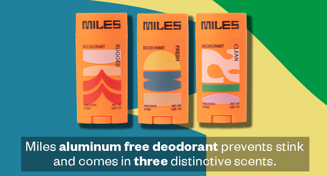 Aluminum free deodorant in three scents