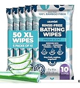 Body Wipes For Adults Bathing No Rinse 50pc XL - Ultra Thick Shower Wipes For Men Women - Persona...